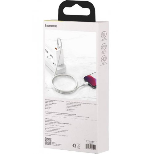 Кабель Baseus High Density Braided USB Type-C to Lightning 20W 1m (CATLGD-02) White купити в Україні: Київ, Львів, Хмельницький, Тернопіль, Івано-Франківськ | Низька ціна, відгуки, характеристики від TELEMART фото