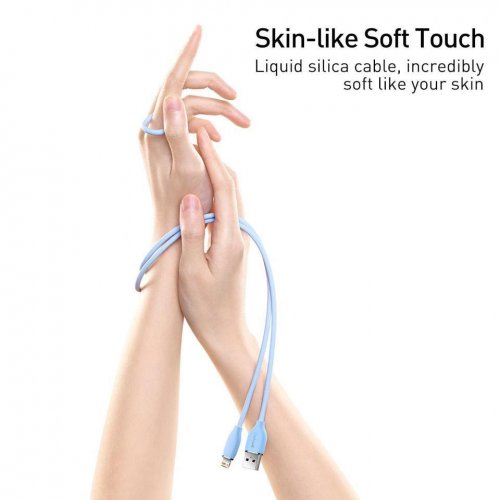 Кабель Baseus Jelly Liquid Silica Gel USB to Lightning 2.4A 2m (CAGD000103) Blue купити в Україні: Київ, Львів, Хмельницький, Тернопіль, Івано-Франківськ | Низька ціна, відгуки, характеристики від TELEMART фото