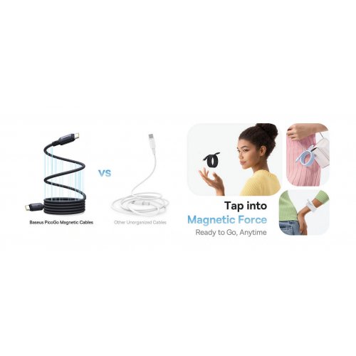 Кабель Baseus PicoGo Magnetic Liquid Silicone Series USB Type-C to USB Type-C 240W 1m (P10376800411-00) Pink купить в Украине: Киев, Днепр, Харьков, Одесса  | Низкая цена, отзывы, характеристики от TELEMART фото
