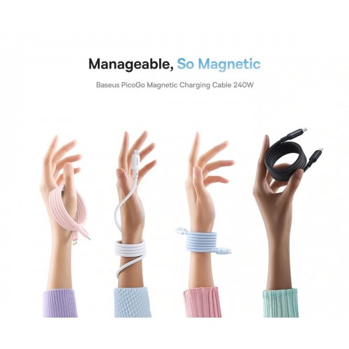 Кабель Baseus PicoGo Magnetic Liquid Silicone Series USB Type-C to USB Type-C 240W 1m (P10376800211-00) White купить в Украине: Киев, Днепр, Харьков, Одесса  | Низкая цена, отзывы, характеристики от TELEMART фото