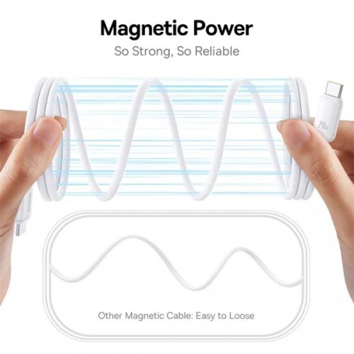Кабель Baseus PicoGo Magnetic Liquid Silicone Series USB Type-C to USB Type-C 240W 1m (P10376800211-00) White купить в Украине: Киев, Днепр, Харьков, Одесса  | Низкая цена, отзывы, характеристики от TELEMART фото