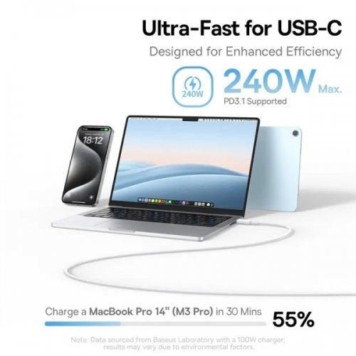 Кабель Baseus PicoGo Magnetic Liquid Silicone Series USB Type-C to USB Type-C 240W 1m (P10376800211-00) White купить в Украине: Киев, Днепр, Харьков, Одесса  | Низкая цена, отзывы, характеристики от TELEMART фото