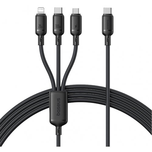 Кабель Baseus Silky 3 in 1 USB Type-C to Lightning/Micro-USB/Type-C 100W 1.5m (P10377706123-00) Black купить в Украине: Киев, Днепр, Харьков, Одесса  | Низкая цена, отзывы, характеристики от TELEMART фото