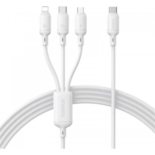 Кабель Baseus Silky 3 in 1 USB Type-C to Lightning/Micro-USB/Type-C 100W 1.5m (P10377706213-00) White купить в Украине: Киев, Днепр, Харьков, Одесса  | Низкая цена, отзывы, характеристики от TELEMART фото