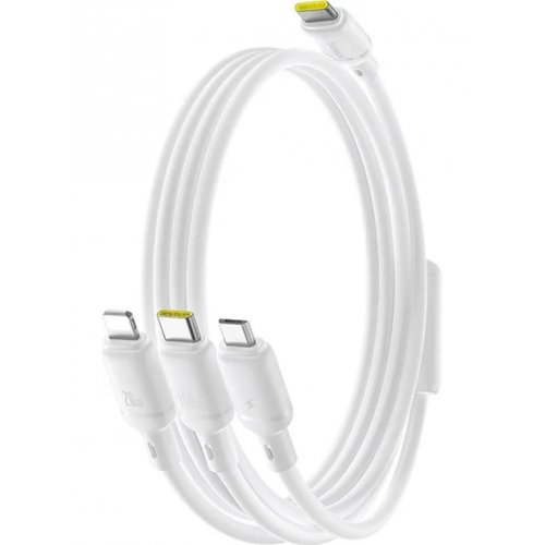 Кабель Baseus Silky 3 in 1 USB Type-C to Lightning/Micro-USB/Type-C 100W 1.5m (P10377706213-00) White купить в Украине: Киев, Днепр, Харьков, Одесса  | Низкая цена, отзывы, характеристики от TELEMART фото