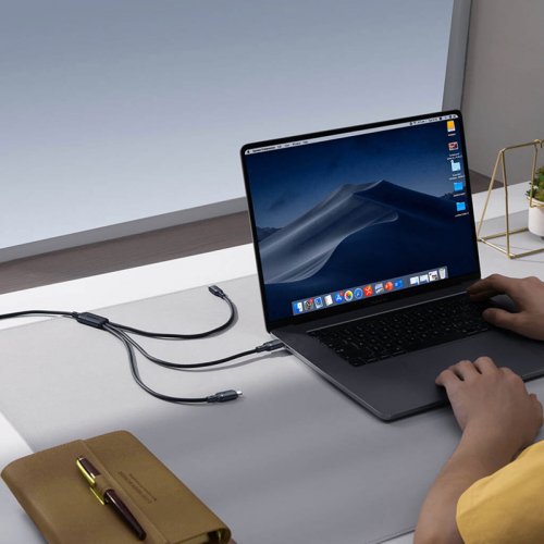 Кабель Baseus Silky 3 in 1 USB Type-C to Lightning/Micro-USB/Type-C 100W 1.5m (P10377706213-00) White купить в Украине: Киев, Днепр, Харьков, Одесса  | Низкая цена, отзывы, характеристики от TELEMART фото