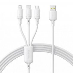 Кабель Baseus Silky 3 in 1 USB to Lightning/Micro-USB/Type-C 100W 1.5m (P10377705213-00) White