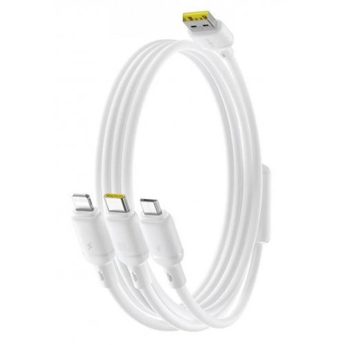 Кабель Baseus Silky 3 in 1 USB to Lightning/Micro-USB/Type-C 100W 1.5m (P10377705213-00) White купить в Украине: Киев, Днепр, Харьков, Одесса  | Низкая цена, отзывы, характеристики от TELEMART фото