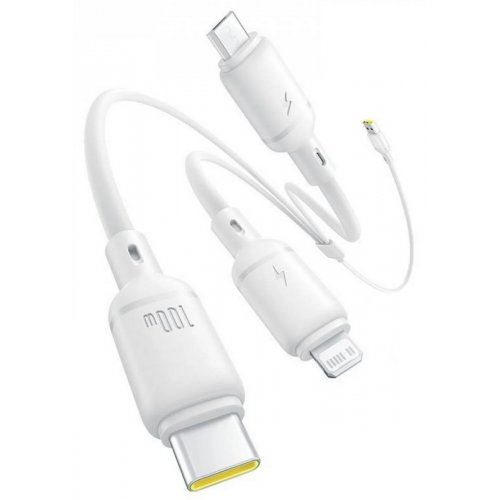 Кабель Baseus Silky 3 in 1 USB to Lightning/Micro-USB/Type-C 100W 1.5m (P10377705213-00) White купить в Украине: Киев, Днепр, Харьков, Одесса  | Низкая цена, отзывы, характеристики от TELEMART фото