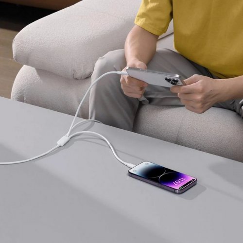 Кабель Baseus Silky 3 in 1 USB to Lightning/Micro-USB/Type-C 100W 1.5m (P10377705213-00) White купить в Украине: Киев, Днепр, Харьков, Одесса  | Низкая цена, отзывы, характеристики от TELEMART фото