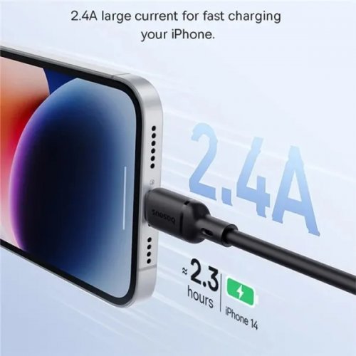 Кабель Baseus Silky Series USB to Lightning 2.4A 2m (P10377702113-01) Black купить в Украине: Киев, Днепр, Харьков, Одесса  | Низкая цена, отзывы, характеристики от TELEMART фото