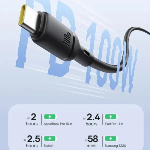 Кабель Baseus Silky Series USB to USB Type-C 100W 1m (P10377703113-00) Black купити в Україні: Київ, Львів, Хмельницький, Тернопіль, Івано-Франківськ | Низька ціна, відгуки, характеристики від TELEMART фото