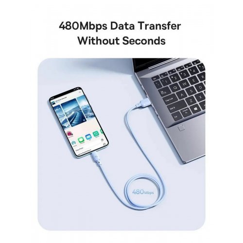 Кабель Baseus Silky Series USB to USB Type-C 100W 2m (P10377703213-01) White купить в Украине: Киев, Днепр, Харьков, Одесса  | Низкая цена, отзывы, характеристики от TELEMART фото