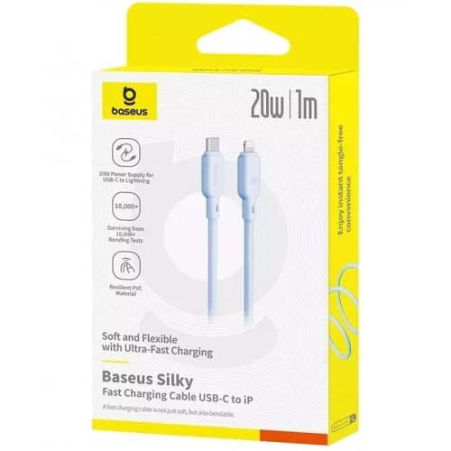 Кабель Baseus Silky Series USB Type-C to Lightning 20W 1m (P10377700313-00) Blue купить в Украине: Киев, Днепр, Харьков, Одесса  | Низкая цена, отзывы, характеристики от TELEMART фото