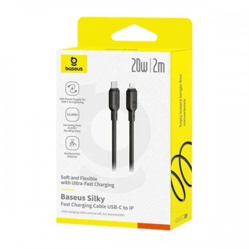 Кабель Baseus Silky Series USB Type-C to Lightning 20W 2m (P10377700113-01) Black купить в Украине: Киев, Днепр, Харьков, Одесса  | Низкая цена, отзывы, характеристики от TELEMART фото