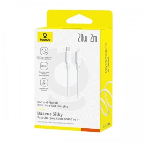 Кабель Baseus Silky Series USB Type-C to Lightning 20W 2m (P10377700213-01) White купить в Украине: Киев, Днепр, Харьков, Одесса  | Низкая цена, отзывы, характеристики от TELEMART фото