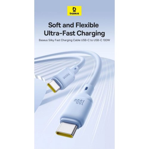 Кабель Baseus Silky Series USB Type-C to USB Type-C 100W 1m (P10377704113-00) Black купить в Украине: Киев, Днепр, Харьков, Одесса  | Низкая цена, отзывы, характеристики от TELEMART фото