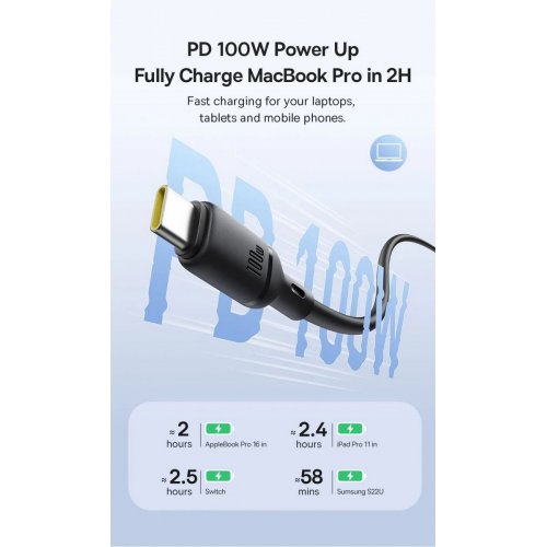 Кабель Baseus Silky Series USB Type-C to USB Type-C 100W 1m (P10377704113-00) Black купить в Украине: Киев, Днепр, Харьков, Одесса  | Низкая цена, отзывы, характеристики от TELEMART фото