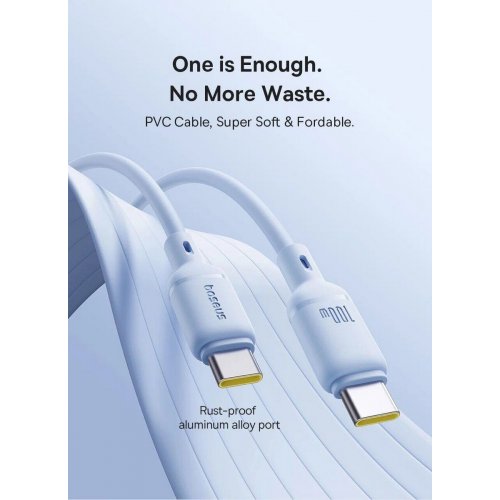 Кабель Baseus Silky Series USB Type-C to USB Type-C 100W 2m (P10377704113-01) Black купити в Україні: Київ, Львів, Хмельницький, Тернопіль, Івано-Франківськ | Низька ціна, відгуки, характеристики від TELEMART фото