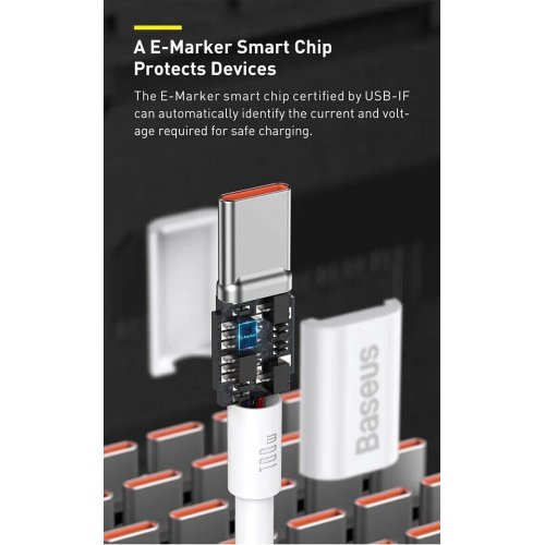 Кабель Baseus Superior Series USB to USB Type-C 100W 1.5m (P10320102214-02) White купить в Украине: Киев, Днепр, Харьков, Одесса  | Низкая цена, отзывы, характеристики от TELEMART фото