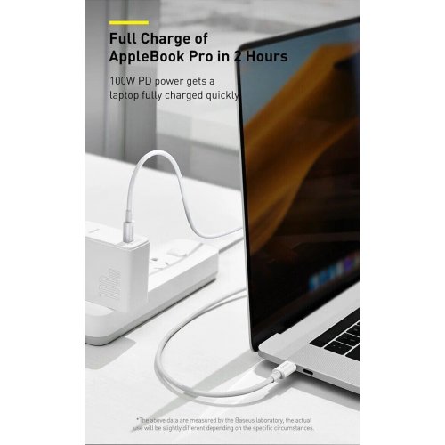 Кабель Baseus Superior Series USB to USB Type-C 100W 1.5m (P10320102214-02) White купить в Украине: Киев, Днепр, Харьков, Одесса  | Низкая цена, отзывы, характеристики от TELEMART фото