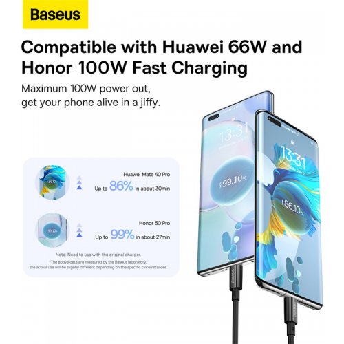 Кабель Baseus Superior Series USB to USB Type-C 100W 2m (P10320102114-02) Black купити в Україні: Київ, Львів, Хмельницький, Тернопіль, Івано-Франківськ | Низька ціна, відгуки, характеристики від TELEMART фото