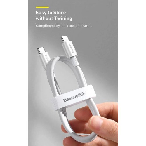 Кабель Baseus Superior Series USB to USB Type-C 100W 2m (P10320102214-03) White купити в Україні: Київ, Львів, Хмельницький, Тернопіль, Івано-Франківськ | Низька ціна, відгуки, характеристики від TELEMART фото