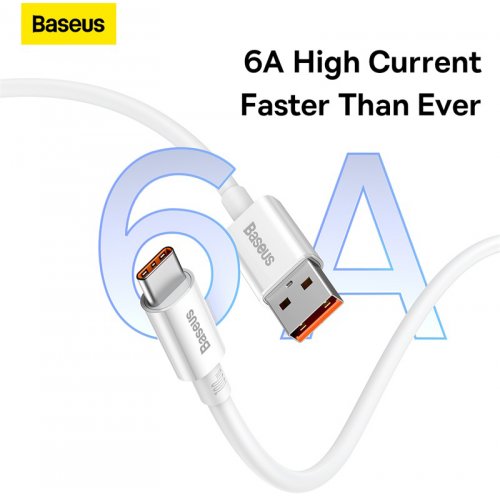 Кабель Baseus Superior Series USB to USB Type-C 100W 2m (P10320102214-03) White купити в Україні: Київ, Львів, Хмельницький, Тернопіль, Івано-Франківськ | Низька ціна, відгуки, характеристики від TELEMART фото