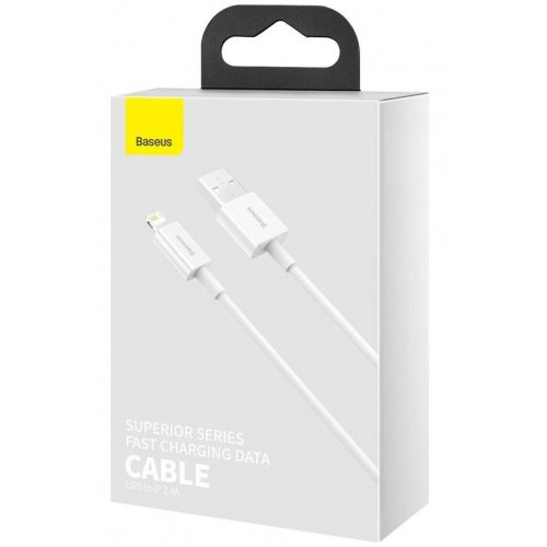 Кабель Baseus Superior Series USB to Lightning 2.4A 1.5m (CALYS-B02) White купити в Україні: Київ, Львів, Хмельницький, Тернопіль, Івано-Франківськ | Низька ціна, відгуки, характеристики від TELEMART фото