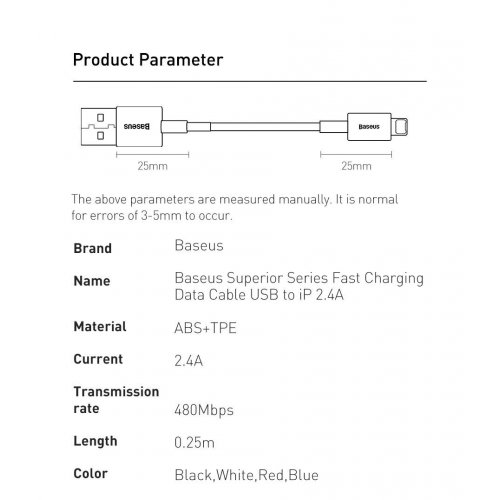 Кабель Baseus Superior Series USB to Lightning 2.4A 1.5m (CALYS-B02) White купити в Україні: Київ, Львів, Хмельницький, Тернопіль, Івано-Франківськ | Низька ціна, відгуки, характеристики від TELEMART фото