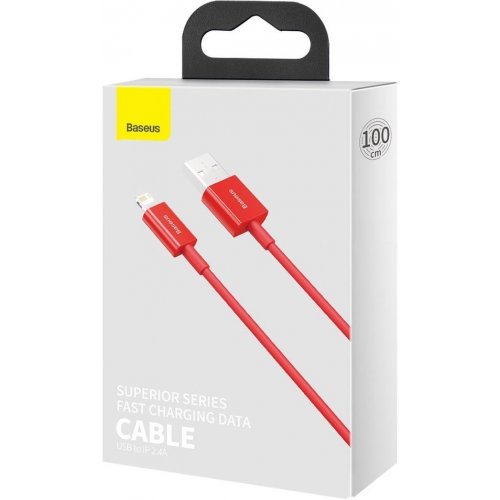 Кабель Baseus Superior Series USB to Lightning 2.4A 1m (CALYS-A09) Red купити в Україні: Київ, Львів, Хмельницький, Тернопіль, Івано-Франківськ | Низька ціна, відгуки, характеристики від TELEMART фото