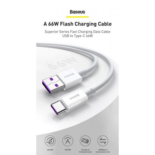 Кабель Baseus Superior Series USB to USB Type-C 66W 1m (CATYS-01) Black купить в Украине: Киев, Днепр, Харьков, Одесса  | Низкая цена, отзывы, характеристики от TELEMART фото