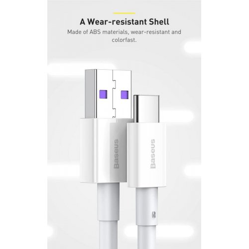 Кабель Baseus Superior Series USB to USB Type-C 66W 2m (CATYS-A02) White купити в Україні: Київ, Львів, Хмельницький, Тернопіль, Івано-Франківськ | Низька ціна, відгуки, характеристики від TELEMART фото