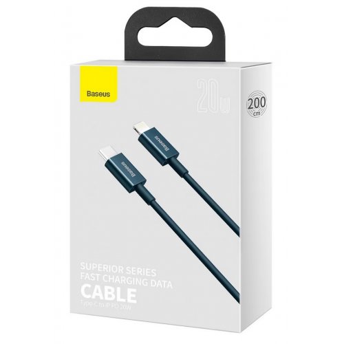 Кабель Baseus Superior Series USB Type-C to Lightning 20W 2m (CATLYS-C03) Blue купить в Украине: Киев, Днепр, Харьков, Одесса  | Низкая цена, отзывы, характеристики от TELEMART фото