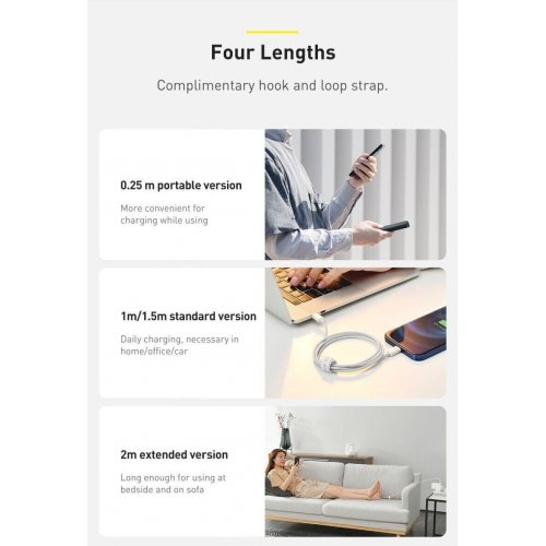 Кабель Baseus Superior Series USB Type-C to Lightning 20W 2m (CATLYS-C02) White купить в Украине: Киев, Днепр, Харьков, Одесса  | Низкая цена, отзывы, характеристики от TELEMART фото