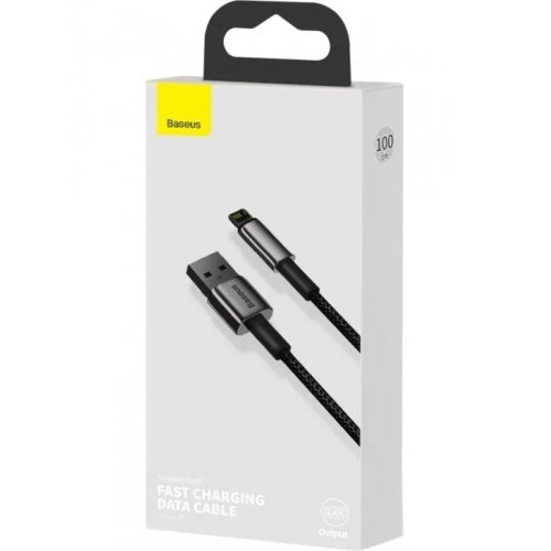 Кабель Baseus Tungsten Gold Series USB to Lightning 2.4A 1m (CALWJ-01) Black купить в Украине: Киев, Днепр, Харьков, Одесса  | Низкая цена, отзывы, характеристики от TELEMART фото