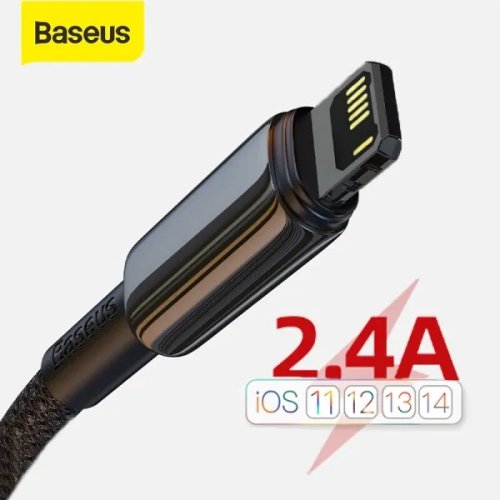 Кабель Baseus Tungsten Gold Series USB to Lightning 2.4A 1m (CALWJ-01) Black купить в Украине: Киев, Днепр, Харьков, Одесса  | Низкая цена, отзывы, характеристики от TELEMART фото