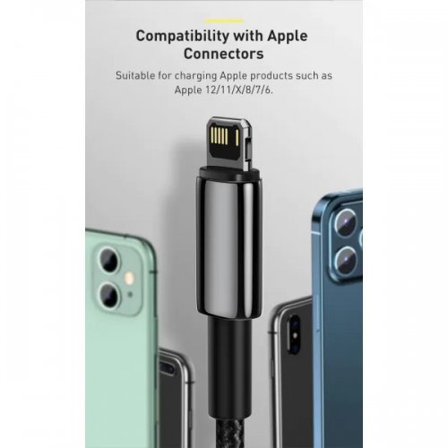 Кабель Baseus Tungsten Gold Series USB to Lightning 2.4A 1m (CALWJ-01) Black купить в Украине: Киев, Днепр, Харьков, Одесса  | Низкая цена, отзывы, характеристики от TELEMART фото