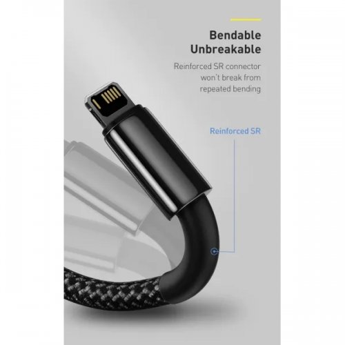 Кабель Baseus Tungsten Gold Series USB to Lightning 2.4A 1m (CALWJ-01) Black купить в Украине: Киев, Днепр, Харьков, Одесса  | Низкая цена, отзывы, характеристики от TELEMART фото