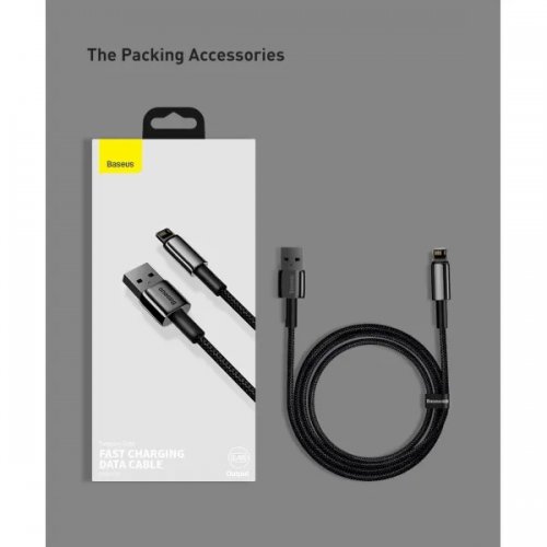 Кабель Baseus Tungsten Gold Series USB to Lightning 2.4A 1m (CALWJ-01) Black купить в Украине: Киев, Днепр, Харьков, Одесса  | Низкая цена, отзывы, характеристики от TELEMART фото