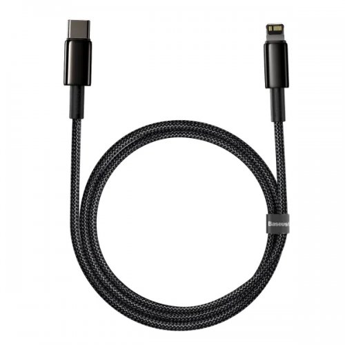 Кабель Baseus Tungsten Gold Series USB Type-C to Lightning 20W 1m (CATLWJ-01) Black купить в Украине: Киев, Днепр, Харьков, Одесса  | Низкая цена, отзывы, характеристики от TELEMART фото