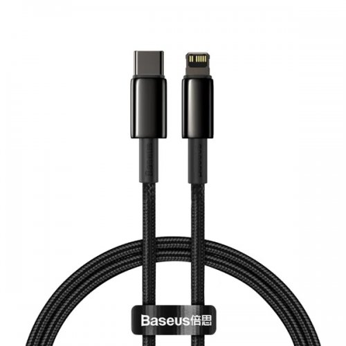 Кабель Baseus Tungsten Gold Series USB Type-C to Lightning 20W 2m (CATLWJ-A01) Black купити в Україні: Київ, Львів, Хмельницький, Тернопіль, Івано-Франківськ | Низька ціна, відгуки, характеристики від TELEMART фото