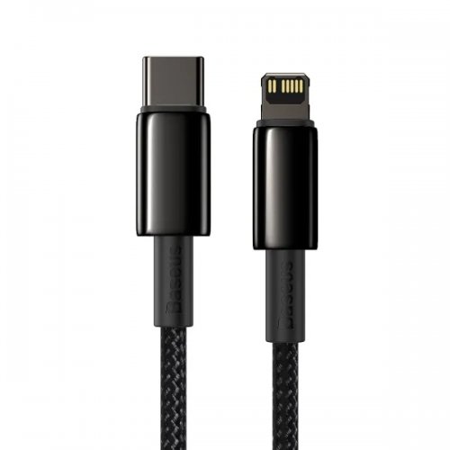 Кабель Baseus Tungsten Gold Series USB Type-C to Lightning 20W 2m (CATLWJ-A01) Black купити в Україні: Київ, Львів, Хмельницький, Тернопіль, Івано-Франківськ | Низька ціна, відгуки, характеристики від TELEMART фото