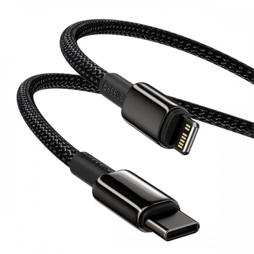 Кабель Baseus Tungsten Gold Series USB Type-C to Lightning 20W 2m (CATLWJ-A01) Black купити в Україні: Київ, Львів, Хмельницький, Тернопіль, Івано-Франківськ | Низька ціна, відгуки, характеристики від TELEMART фото