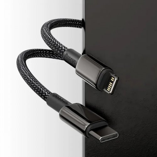 Кабель Baseus Tungsten Gold Series USB Type-C to Lightning 20W 2m (CATLWJ-A01) Black купити в Україні: Київ, Львів, Хмельницький, Тернопіль, Івано-Франківськ | Низька ціна, відгуки, характеристики від TELEMART фото