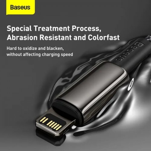 Кабель Baseus Tungsten Gold Series USB Type-C to Lightning 20W 2m (CATLWJ-A01) Black купити в Україні: Київ, Львів, Хмельницький, Тернопіль, Івано-Франківськ | Низька ціна, відгуки, характеристики від TELEMART фото