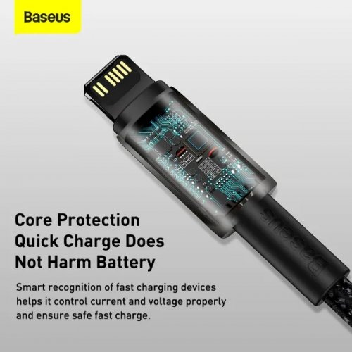 Кабель Baseus Tungsten Gold Series USB Type-C to Lightning 20W 2m (CATLWJ-A01) Black купити в Україні: Київ, Львів, Хмельницький, Тернопіль, Івано-Франківськ | Низька ціна, відгуки, характеристики від TELEMART фото