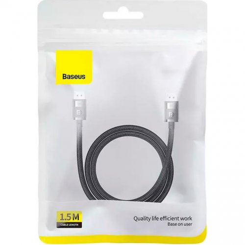 Кабель Baseus High Definition DisplayPort to DisplayPort 8K 1.5m (B00633706111-01) Black купить в Украине: Киев, Днепр, Харьков, Одесса  | Низкая цена, отзывы, характеристики от TELEMART фото