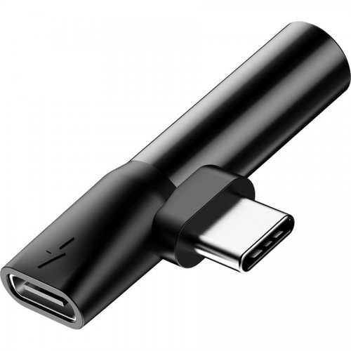 Переходник аудио Baseus L41 USB Type-C to USB Type-C + 3.5mm (CATL41-01) Black купить в Украине: Киев, Днепр, Харьков, Одесса  | Низкая цена, отзывы, характеристики от TELEMART фото