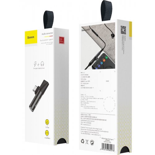 Переходник аудио Baseus L41 USB Type-C to USB Type-C + 3.5mm (CATL41-01) Black купить в Украине: Киев, Днепр, Харьков, Одесса  | Низкая цена, отзывы, характеристики от TELEMART фото